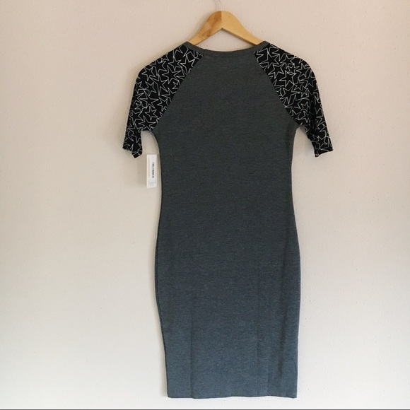LuLaRoe Julia Dress | Gray Black White Star Print - Picture 6 of 6
